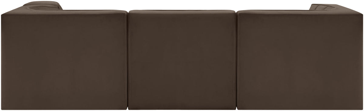 Rummi - Velvet Performance Fabric Upholstered 4 Piece Modular Sectional, With Reverse Corner Chair