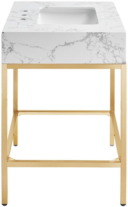 Marmo - Engineered Marble Bathroom Vanity With Gold Base