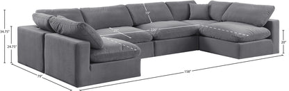 Comfy - 6 Piece Velvet Modular Armless Sectional