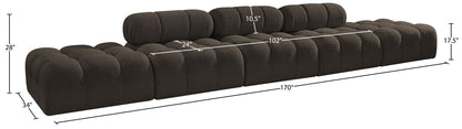 Ames - 5 Piece Boucle Upholstered Modular Sofa With 2 Armless Seats