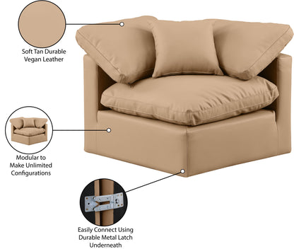 Indulge - Faux Leather Corner Chair - Tan