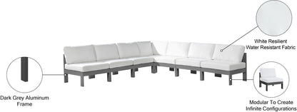 Nizuc - Outdoor Patio 7 Piece Modular Sectional With Gray Frame