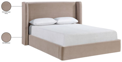 Kendall - Velvet Upholstered Bed - Taupe