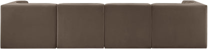 Rummi - Velvet Performance Fabric Upholstered 4 Piece Modular Sofa