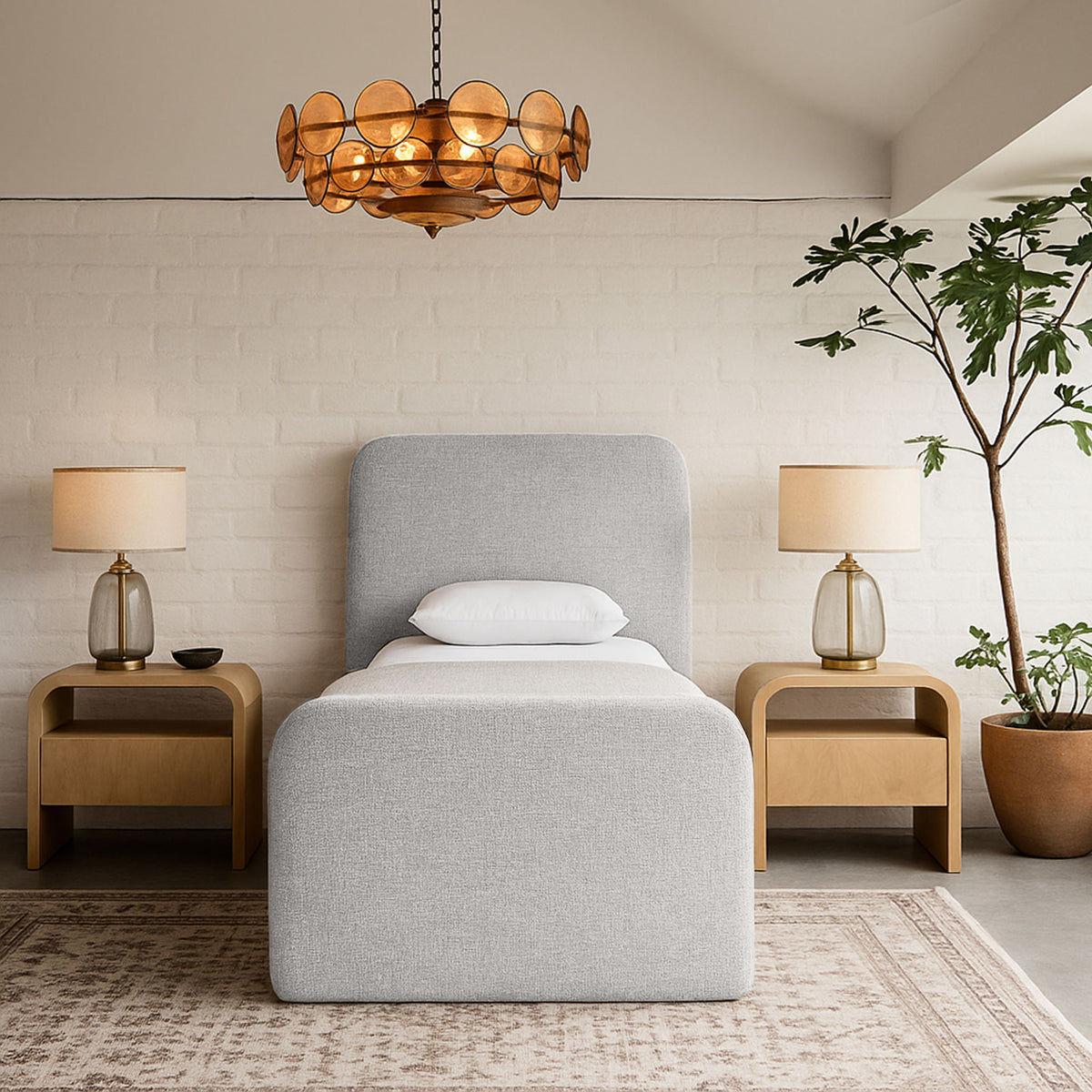 Fira - Linen Textured Fabric Upholstered Bed