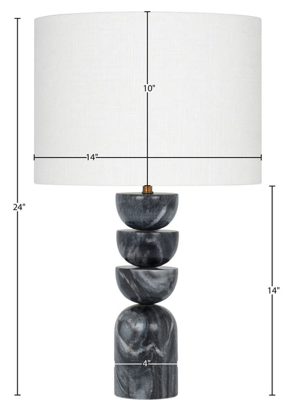 Opus - Genuine Marble, Linen Textured Fabric And Brass Table Lamp