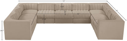 Rummi - Velvet Performance Fabric Upholstered 9 Piece Modular Sectional