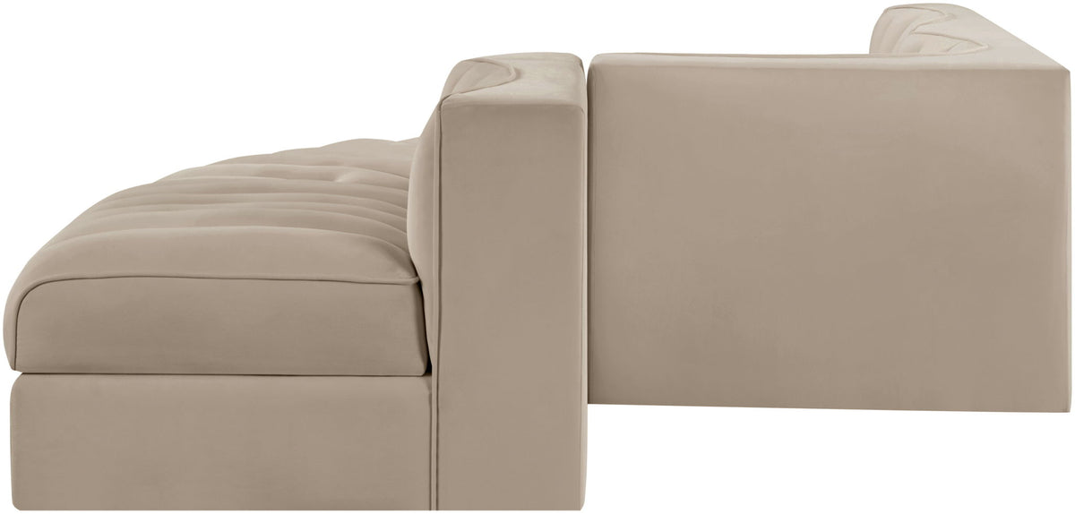 Rummi - Rounded Velvet Performance Fabric Upholstered 5 Piece Modular Sectional