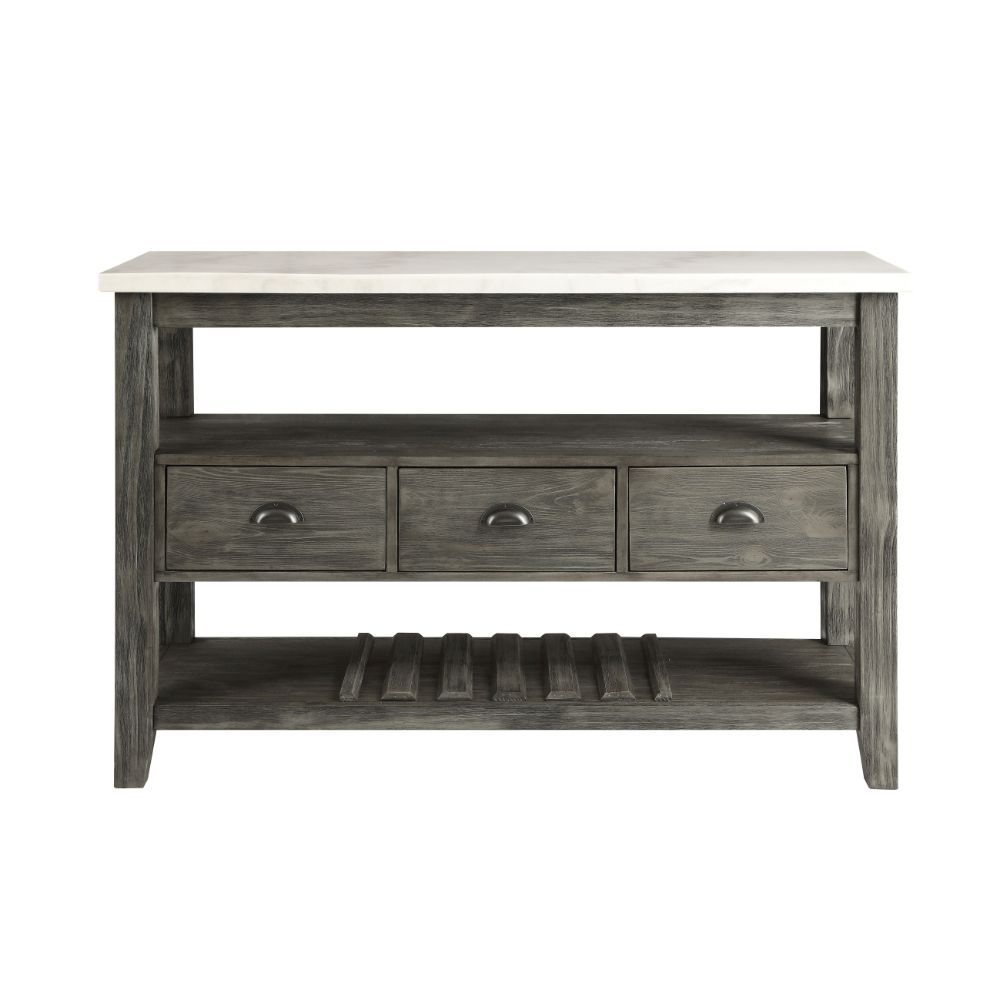 Merel - Server - White Marble Top & Gray Oak
