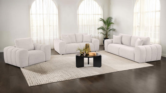 Burnett 3-piece Chenille Upholstered Sofa Set Ivory
