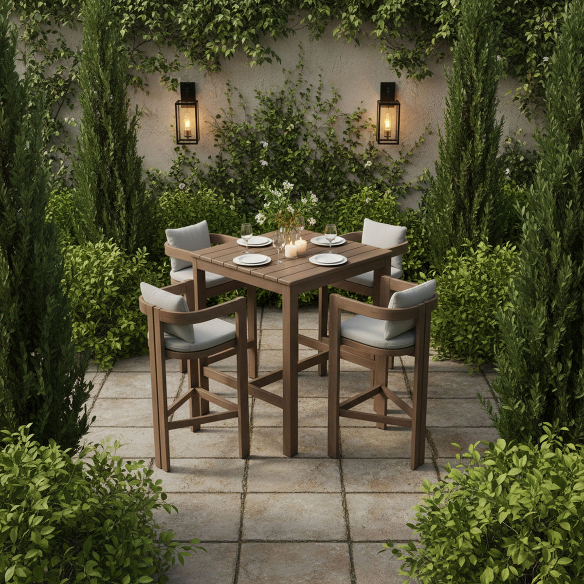Newport - Acacia Wood Outdoor Patio Bar Table