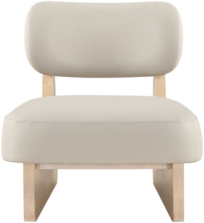 Vetra - Vegan Leather Upholstered Accent Chair With Natural Base