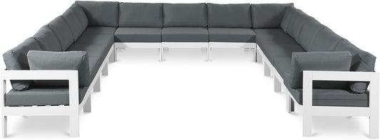 Nizuc - Outdoor Patio 13 Piece Modular Sectional With White Frame