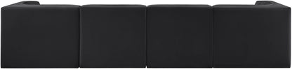 Rummi - Velvet Performance Fabric Upholstered 4 Piece Modular Sofa