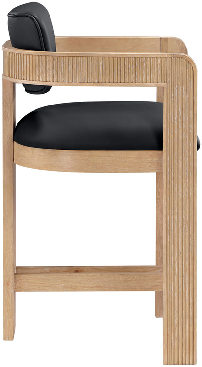 Sacha - Vegan Leather Upholstered Counter Stool With Natural Base