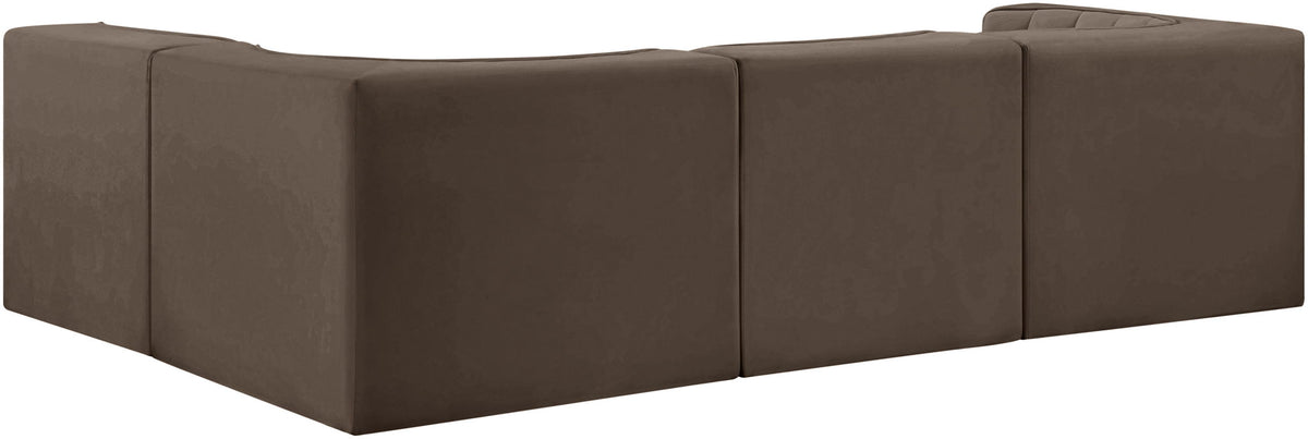 Rummi - Velvet Performance Fabric Upholstered 4 Piece Modular Sectional