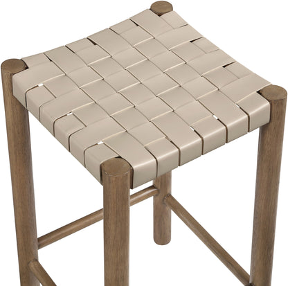 Entwine - Vegan Leather Upholstered Backless Counter Stool - Painted Brown