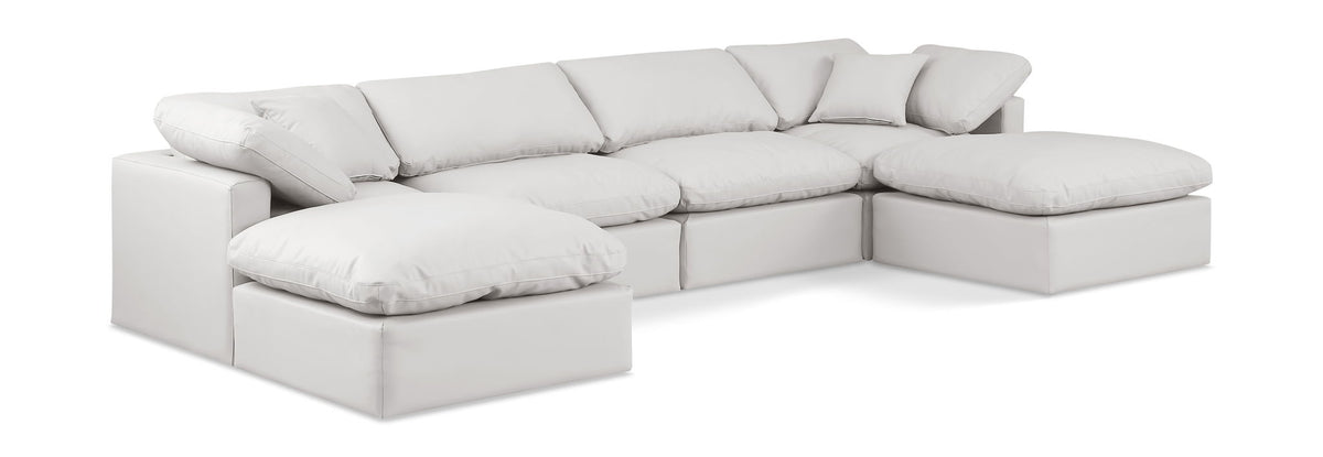Indulge - Faux Leather 6 Piece Modular Double Chaise Sectional