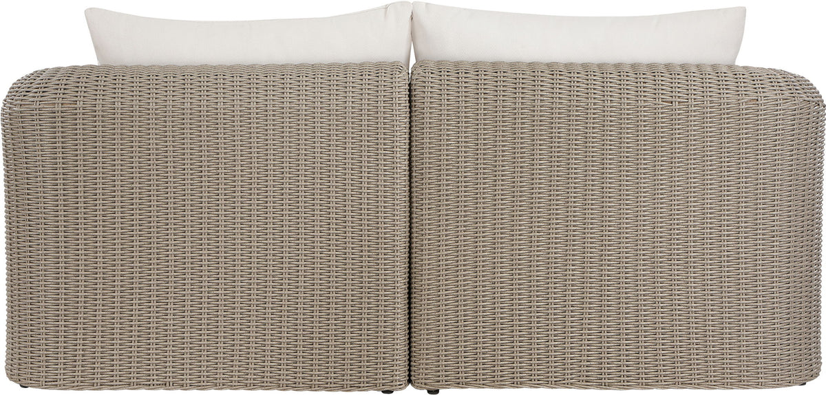 Seacrest - Olefin Water Resistant Fabric And Wicker 2 Piece Outdoor Patio Modular Loveseat
