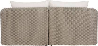 Seacrest - Olefin Water Resistant Fabric And Wicker 2 Piece Outdoor Patio Modular Loveseat