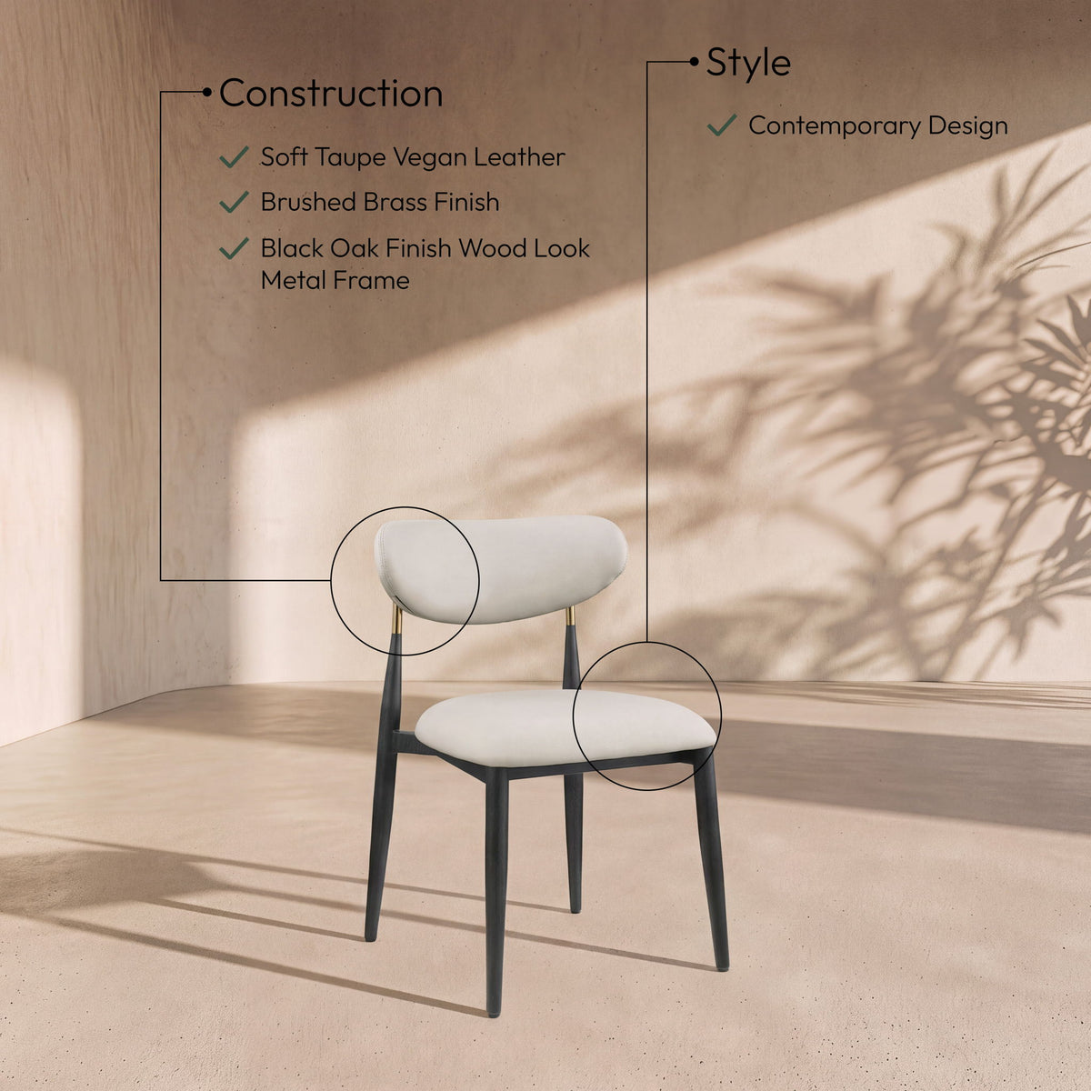 Ronda - Vegan Leather Upholstered Dining Side Chair - Black Legs