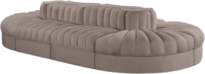 Rummi - Oval Velvet Performance Fabric Upholstered 8 Piece Modular Sectional
