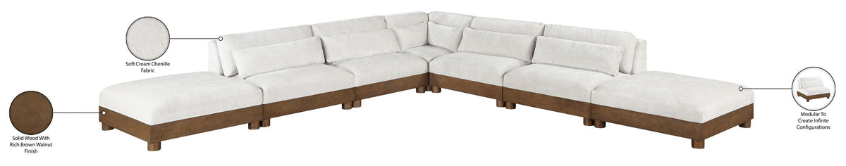 Turin - Chenille Fabric Upholstered Modular Sectional - Cream