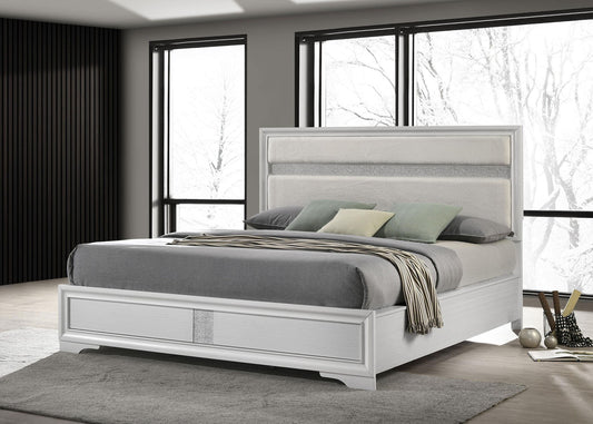 Miranda 54-inch Upholstered California King Panel Bed White