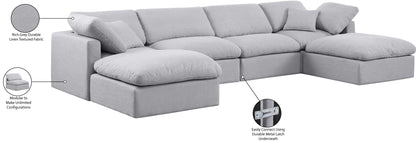 Indulge - Linen 6 Piece Modular Double Chaise Sectional
