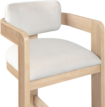 Sacha - Velvet Stool With Natural Base