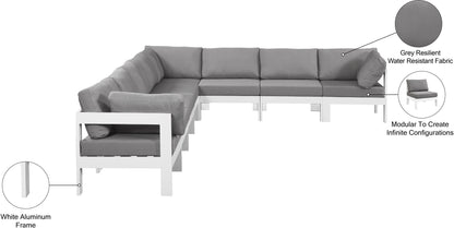 Nizuc - Outdoor Patio 8 Piece Modular Sectional With White Frame