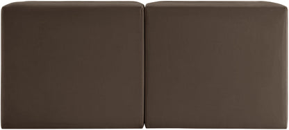 Rummi - Velvet Performance Fabric Upholstered 2 Piece Modular Armless Loveseat