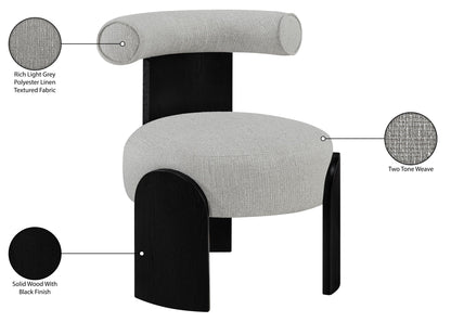 Calder - Linen Textured Fabric Upholstered Accent Chair - Painted Black Base