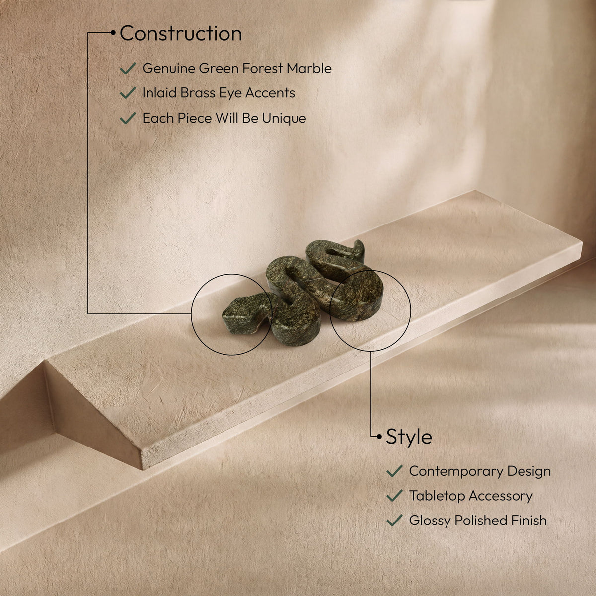 Asp - Genuine Marble Tabletop Object