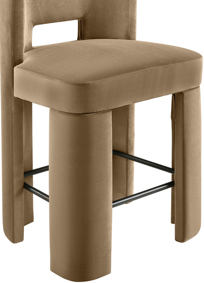 Zuno - Velvet Performance Fabric Upholstered Counter Stool (Set of 2)