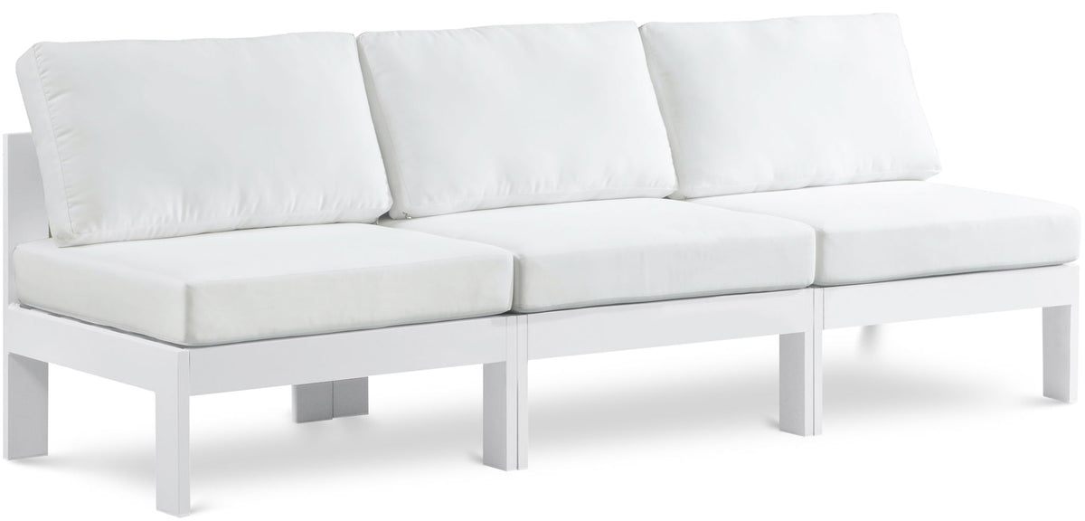 Nizuc - Outdoor Patio 3 Seat Armless Modular Sofa With White Frame