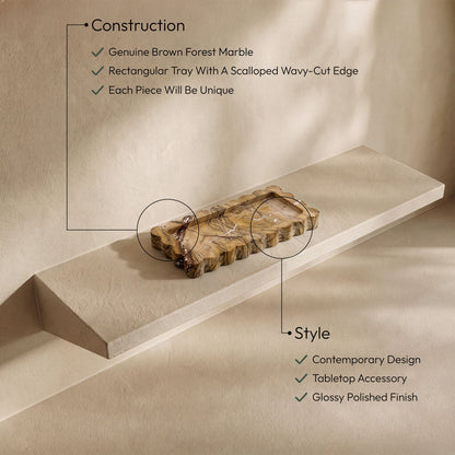 Josie - Genuine Marble Tray - Brown