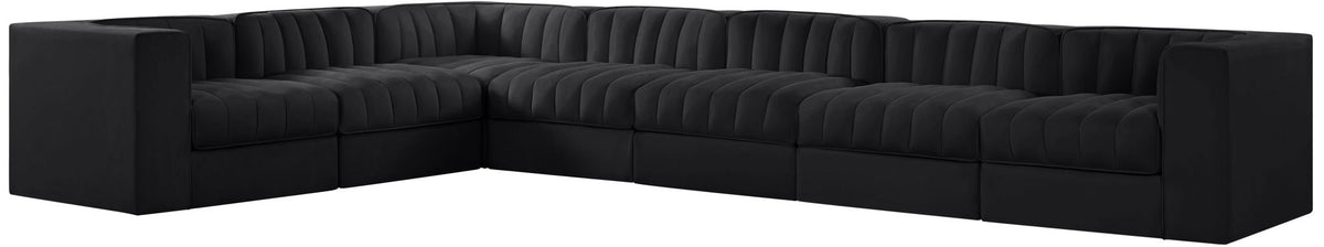 Rummi - Velvet Performance Fabric Upholstered 7 Piece Modular Sectional (With 3 Corner Chairs)