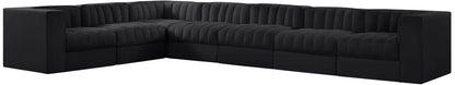 Rummi - Velvet Performance Fabric Upholstered 7 Piece Modular Sectional (With 3 Corner Chairs)