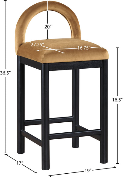 Conrad - Velvet Counter Stool With Black Legs