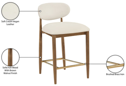 Riccio - Stool - Walnut And Gold Frame