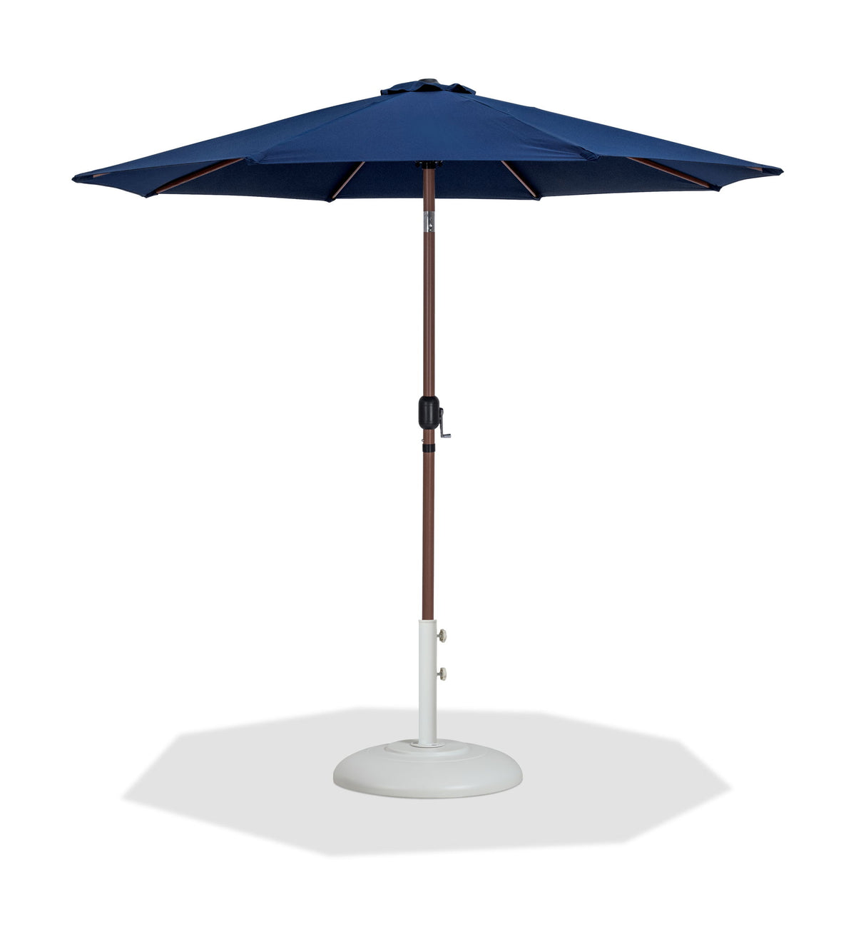 Fiji - Aluminum Patio Umbrella With Round White And Teak Base