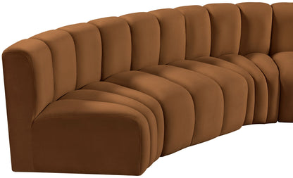 Arc - Velvet 6 Piece Modular Sofa - Saddle