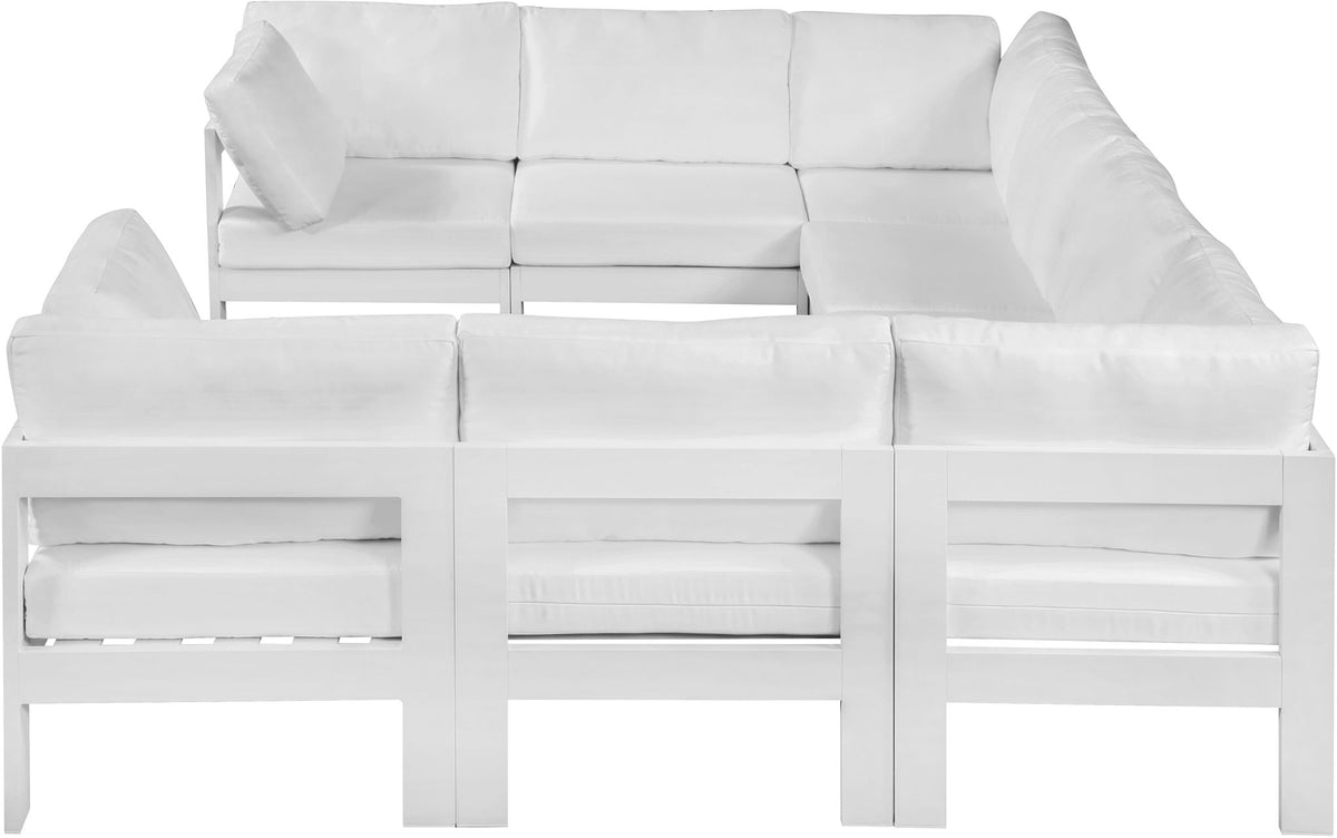 Nizuc - Outdoor Patio 8 Piece Modular Sectional With White Frame