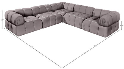 Orin - Velvet 5 Piece Modular Corner Sectional