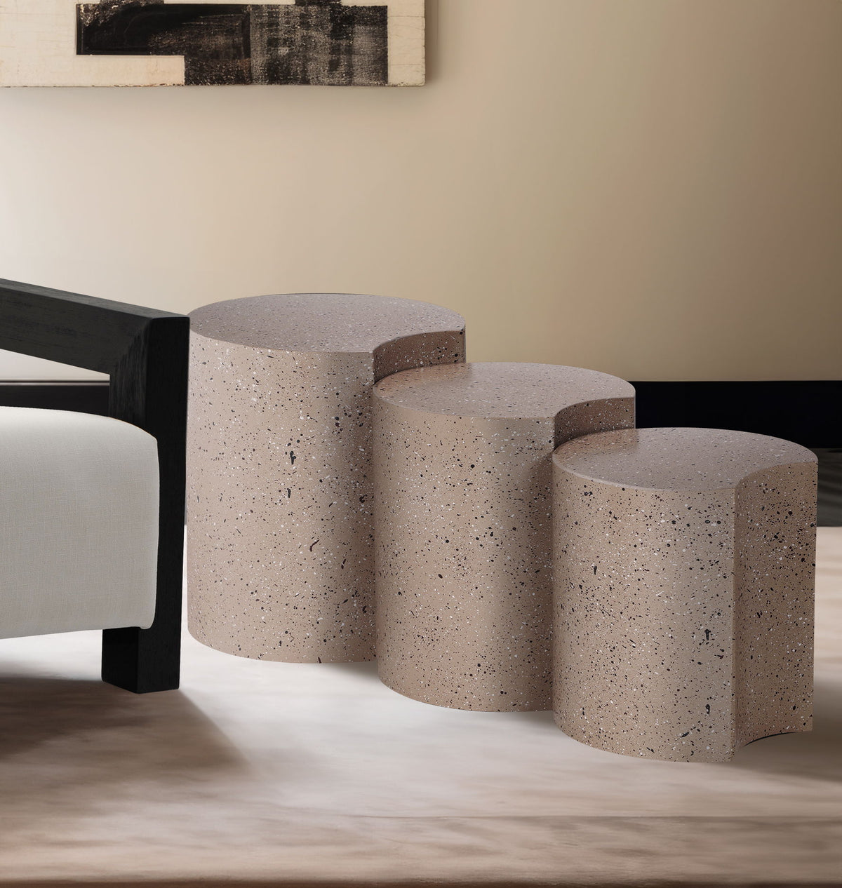 Dimple - 3 Piece Modular End Table - Terazzo Finish