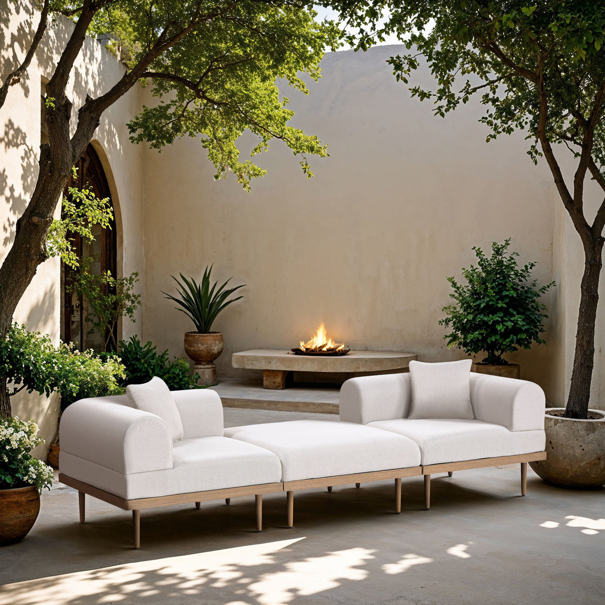 Laguna - 3 Piece 106.5" Outdoor Patio Modular Sofa With Backless Seat