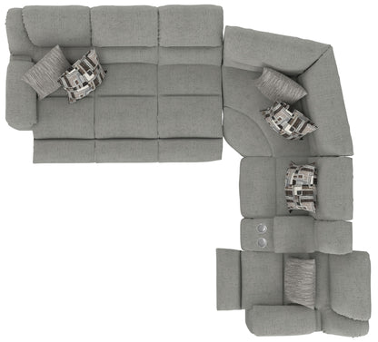 Quinn - 3 Piece Reclining Sectional With 4 Reclining Seats, Storage Arms, Storage Console With Lights, And Drop Down Table - Nature