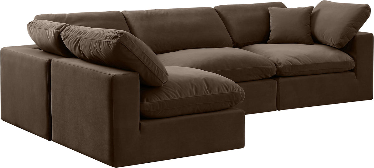 Comfy - 4 Piece Velvet Modular Armless Sectional