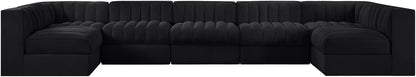 Rummi - Velvet Performance Fabric Upholstered 7 Piece Modular Sectional (With 2 Corner Chairs)